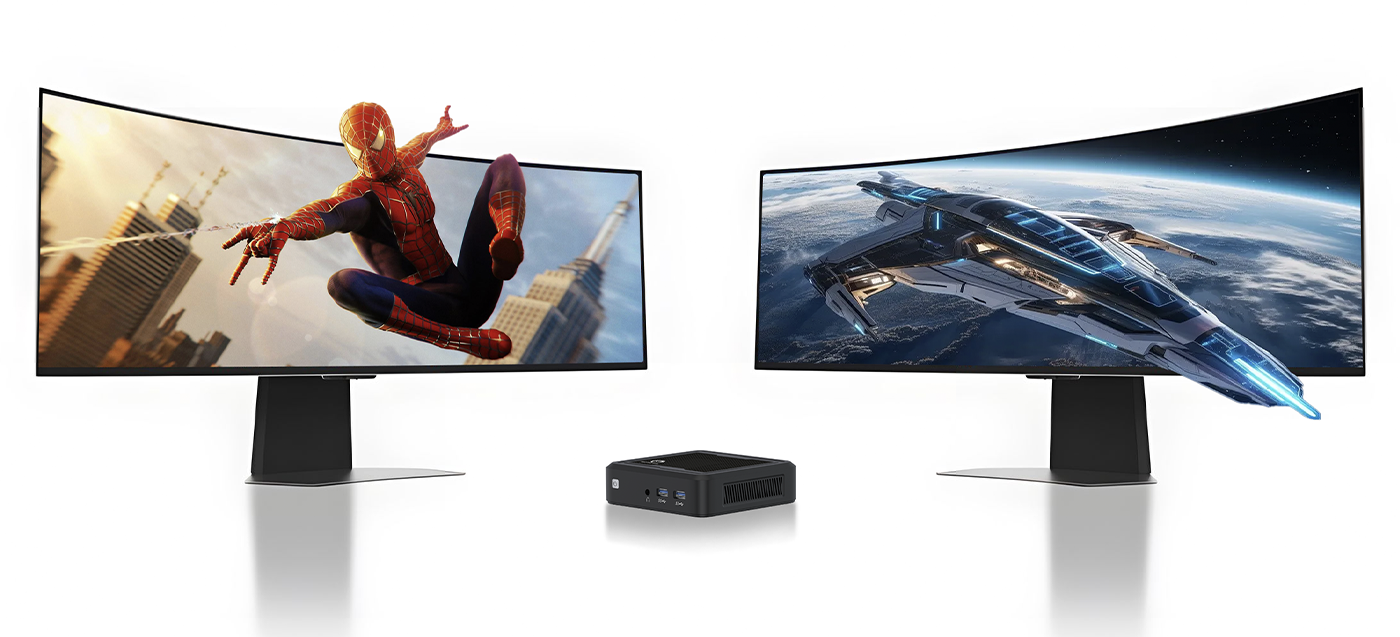 mini pc and two screen