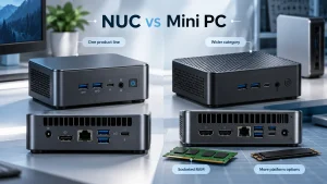 NUC-style compact computer and other mini PC designs compared side by side