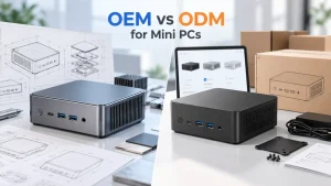 OEM and ODM comparison for Mini PCs with custom design and ready made platform scenes.