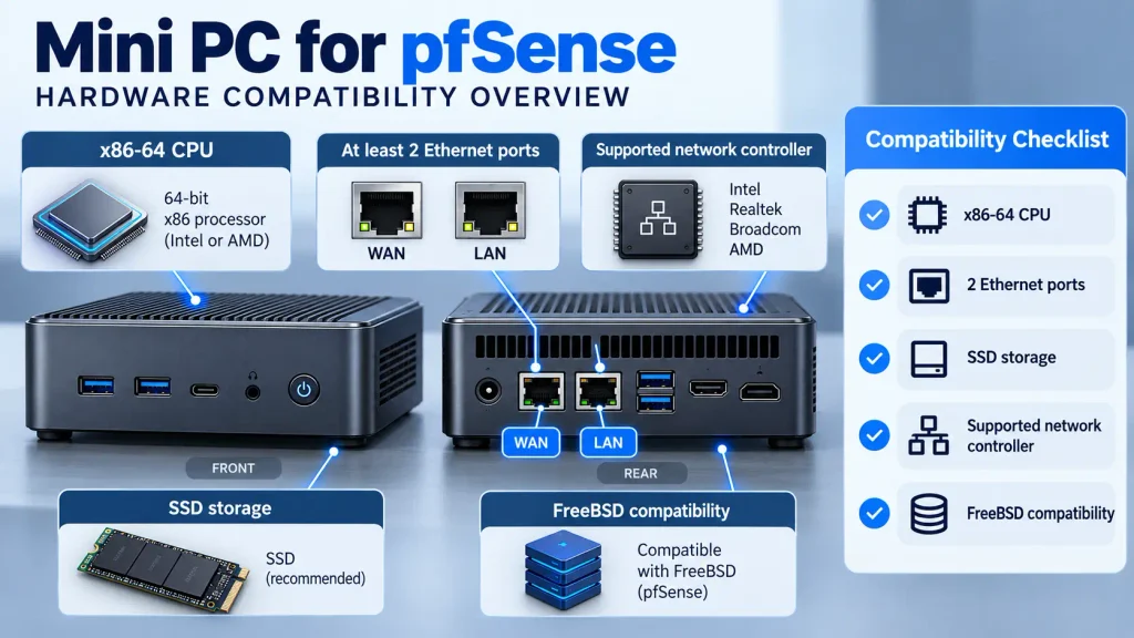 Hardware compatibility overview for running pfSense on a mini PC